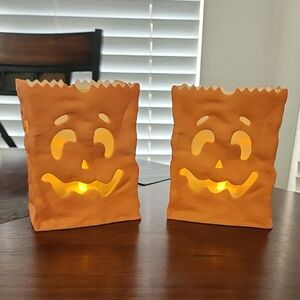 PartyLite Halloween Pumpkin Luminary Candle Holders New In Boxes